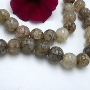 glass beads, cracked glass bead 10 mm, cracked &quot;agate&quot; glass, 10 Pcs, brown - imitation agate glass bead Q155-3