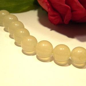 jade pearl, natural stone pearl, 10 mm pearl, natural jade, 12 Pcs, beige - fine stone gems - Q190
