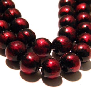 10 beads 10 mm - black glass speckled red - lacquered glass bead - 10 mm - K24-4