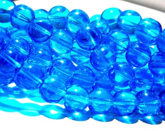 40 Perlen 8 mm - Milchglas - Runde Glas bead - Türkis - K05