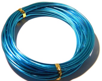 6 mètres de fil d'alu en 2.0 mm- turquoise- fil métal - fil cablé- FF 2.0 MM -3