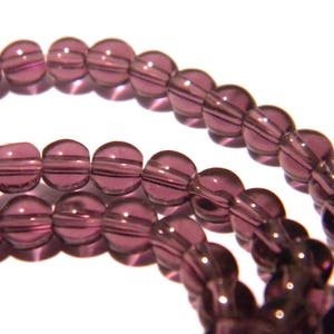 80 beads 4 mm translucent glass round glass bead purple-F154-4 image 1