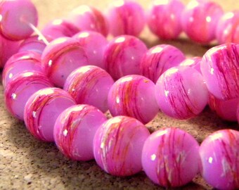 glass 10 mm pink - 1 PE205 trefilee 20 beads