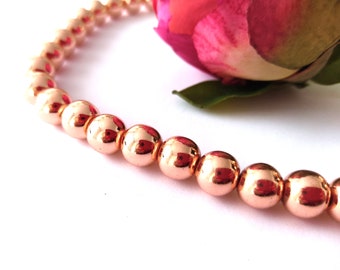 14 hematite pearls 10 mm - ROSE GOLD pearl - shamballa bracelet - synthetic hematite - Q95