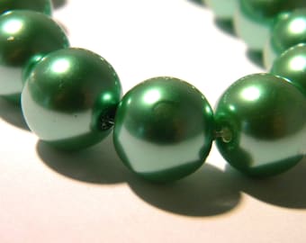 18 12 mm glass beads - translucent glass - 12 mm - Green - G171 9 glass Pearl bead