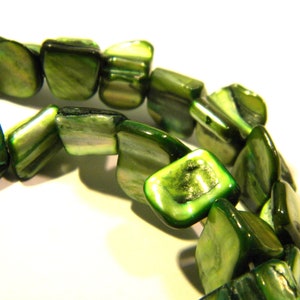 Perle coquillage naturel, perle nacre, perle de coquille nacre, coquillage création bijoux, 8 mm -25  perles coquillage - vert - Q248-1