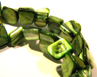 Natural shell pearl, mother-of-pearl pearl, mother-of-pearl shell pearl, shell jewelry creation, 8 mm -25 shell pearls - green - Q248-1
