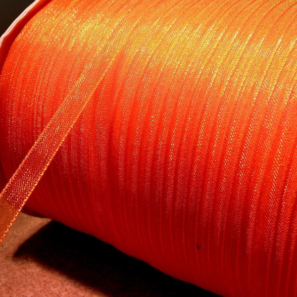 10 metre de ruban organza 6 mm -orange vif-OR10