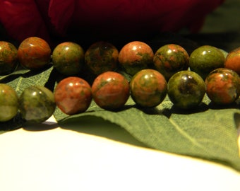 30 unakite beads - 6mm unakite bead - fine stone gem - natural stone bead Q179-2
