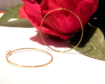 boucle d oreille créoles dorée , 20 anneaux  de 35 mm , 10 paires créoles dorées-AC50
