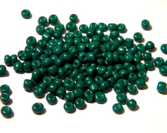 20grams green seed beads, 3 mm glass bead, green seed beads - opaque glass bead - ROC183