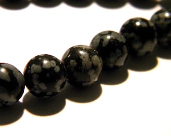 Pearl natural 8 mm - 10 snowflake Obsidian beads gemstones-gems - G204