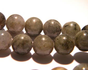 10 perles labradorite 10 mm - gris - perle ronde - gemme pierre fine G196