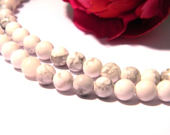 10 beads natural howlite - 6 mm - gems - gemstones - genuine - white howlite - PG148