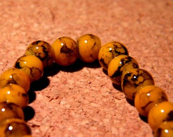 100 perlas en mármol manchado - cristal de 6 mm - naranja pálido - PF76