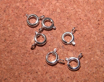 30 Fermoirs anneau ressort bouée-argenté- 6 mm pour Colliers et Bracelets -AC44