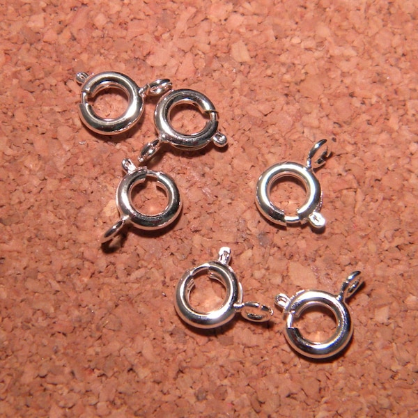 30 Fermoirs anneau ressort bouée-argenté- 6 mm pour Colliers et Bracelets -AC44