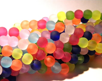 50 8 mm frosted glass beads - glass bead, frosted glass, frosted, multicolor - PG156