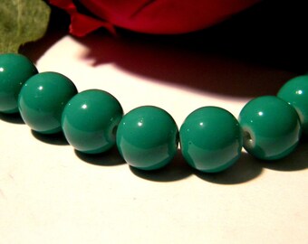 40 perles verre vert , verre backing paint, perle 10 mm, perle verre , perle , bijoux fantaisie,  A144-4