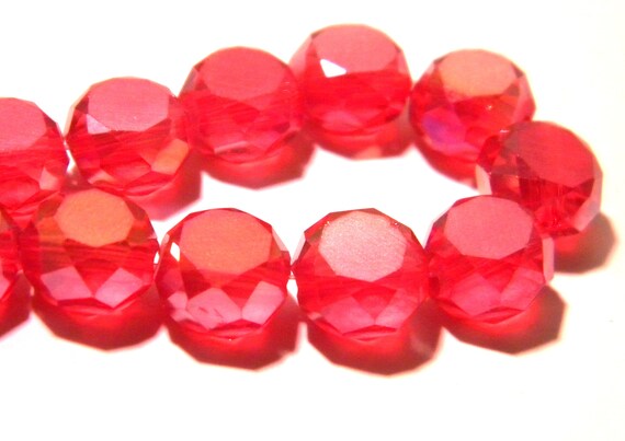 7面カットガラスビーズ - 10 x 7 mm - 電気メッキガラス - ABメッキ 