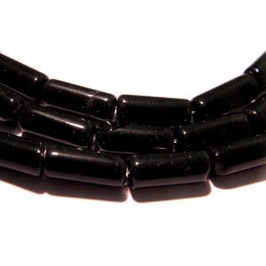 22 glass beads 15 mm tube-long pearl, tube bead - black -G96-1