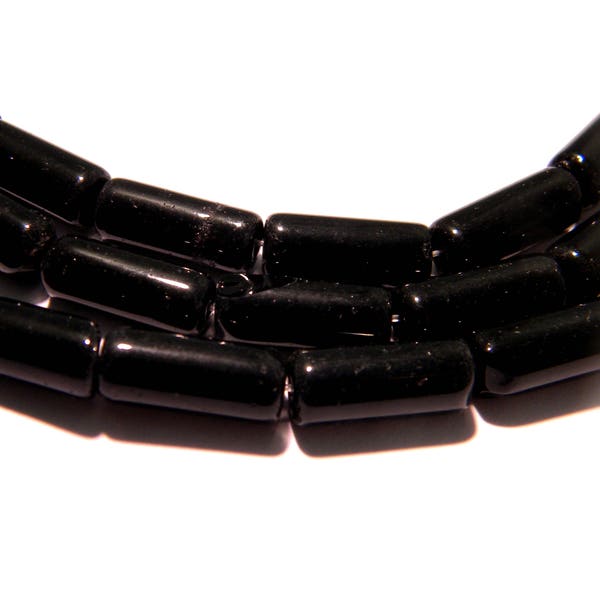 22 perles en verre tube de  15 mm-perle longue, perle tube - noir -G96-1