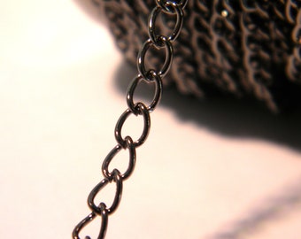 2 M de chaîne noir, gunmétal  , chaine maille torsade  6 mm x 3mm , gunmétal - NF49