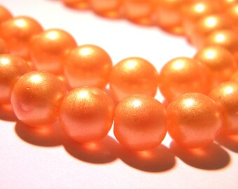 20 10 mm glass pearls - Pearl translucent glass - bead 10 mm - orange - G152-8