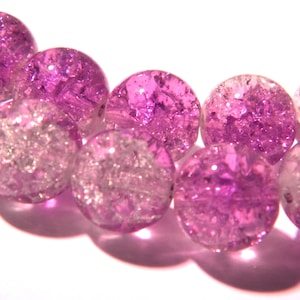 20 cracked glass beads 12 mm translucent - purple-pearl two-tone glass- glass- G113