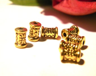 50 golden infill pearl, metal bead, bead brace, 7 x 5 mm, golden tube pearl, Q50