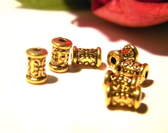 50 gouden infill parel, metalen kraal, kraalbeugel, 7 x 5 mm, gouden buisparel, Q50