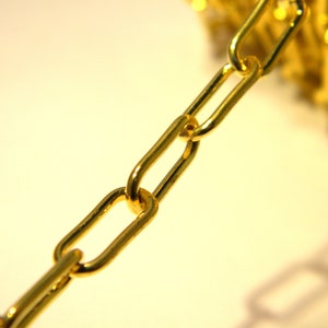 Trombone chain, link 14 x 6 x 1.4 mm - 1 M chain - trendy bracelet necklace creation, golden trombone mesh - yellow gold - NF121