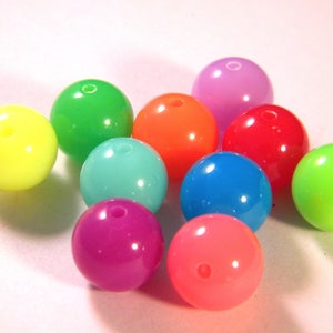 20 acrilic beads, 12 mm pearl, - flashi fluorescent colors- mixed colors- plastic acrilic pearl, PE246