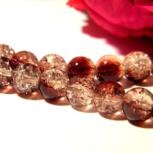 Brown glass beads, glass bead cracked, 100 8mm beads, two-tone Pearl - glass Crackle, A80