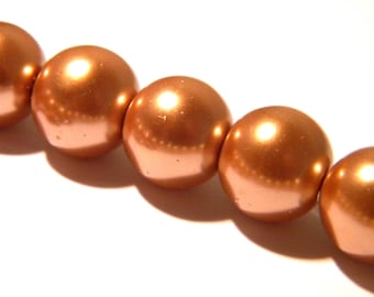 18 12 mm glass beads - translucent glass - 12 mm - golden copper - G171 3 glass Pearl bead