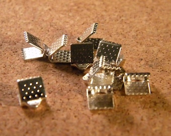 100 clasp 6 mm - 6 mm silver claw ribbon ends - ribbon end - Q194