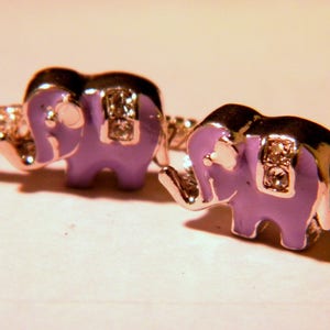 European charm bead - style pandor@-15 mm - purple elephant enamel and rhinestone D59
