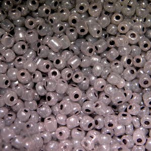 20grams iridescent 4 mm grey ROC67 Pearly glass seed beads image 1