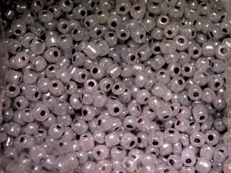 20grams iridescent 4 mm grey ROC67 Pearly glass seed beads image 1