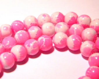 Lot De 20 Perles Vintage En Verre Rose Pêche - Forme Disque, Diamètre 22 Mm
