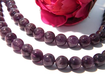 10  perle amethyste - 8 mm - pierre fine - gemmes - pierre naturelle - amethyste -  H26