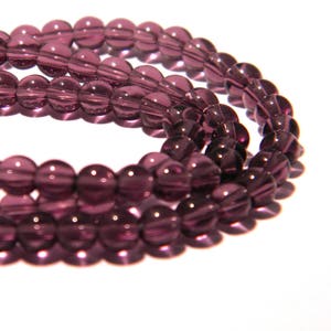 80 beads 4 mm translucent glass round glass bead purple-F154-4 image 2