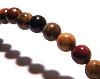 10 Pearl - 8mm - natural picasso Jasper - gemstone fine PG280