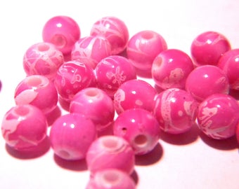 100 perles tréfilées- 6 mm -fuchsia- PG130