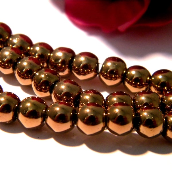 20 perles en hématite ronde 10 mm - perle  CUIVRE   - bracelet shamballa - hématite synthetique - perle hematite - Q80