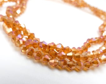 Lot De 25 Perles Anciennes En Verre Tchécoslovaquie - Forme Toupie Orange Et Blanc - Occasion