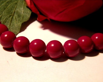 40 perles verre bordeaux , verre backing paint, perle 10 mm, perle verre , perle , bijoux fantaisie,  A144-1