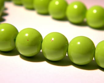 40 glass beads, glass backing paint, 10 mm beads, glass beads, anise green beads, costume jewelry, A144-23