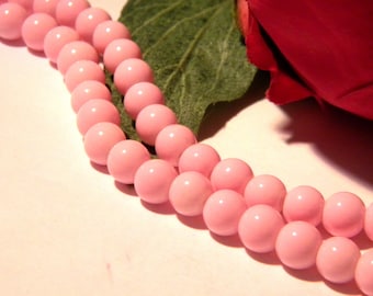 130 pink glass beads, glass paint, 6 mm Pearl backing, Pearl glass, Pearl, fashion jewellery, A145-1