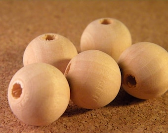 15 pärlor 18 mm - naturlig träpärla - 18 mm - naturliga träpärlor - mockasin - BB04